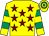 Yellow, maroon stars, yellow & emerald green hooped sleeves & cap (Edward Cawley)