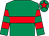 Emerald green, red hoop, hooped sleeves, red star on cap (Ms Olivia O'Reilly)