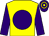 Yellow, purple disc and sleeves, purple and yellow hooped cap (Fairford Goes Racing)