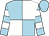 Light blue and white (quartered), hooped sleeves, light blue cap (Mr And Mrs David Aykroyd)