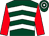 Dark green, white chevrons, red sleeves, dark green and white hooped cap (G Libson,d Bayliss,t Davies & P Sl)