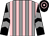 Grey and pink stripes, black and grey chevrons on sleeves, black and pink hooped cap (Mr V R Vyner-brooks, Mr K Bowron)