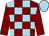 Maroon and light blue check, maroon sleeves, light blue cap (Mr Alistair Duncan)