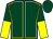 Dark green, yellow seams, halved sleeves, dark green cap (Mr P Kirby)