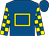 ROYAL BLUE, YELLOW hollow box, checked sleeves (Mrs Claire Goddard And Mr Robin Steven)