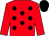 Red, black spots, red sleeves, black cap (Mrs F A Veasey And Mrs Jo Brisland)