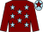 Maroon, light blue stars, maroon sleeves, light blue cap, maroon star (Didn't Cost A Lot Racing Club)
