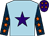 Light blue, purple star, dark blue sleeves, orange stars, purple cap, orange stars (Ryedale Partners No 12)