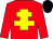 Red, yellow cross of lorraine, black cap (Mrs Mary Tyner)