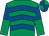 Emerald green & royal blue chevrons, halved sleeves, quartered cap (Mrs Alurie O'Sullivan)