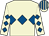 Beige, royal blue triple diamond & diamonds on sleeves, striped cap (Declan Landy)