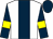White, dark blue panel, dark blue sleeves, yellow armlet, dark blue cap (Good At It Too Partnership)