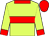 Canary, crimson hoop, collar, cuffs & cap (M Foley)