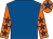 Royal blue, orange sleeves, royal blue stars, orange cap, royal blue star (Hail Sargent Evans)