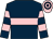Dark blue, pink hoop, hooped sleeves, pink and dark blue hooped cap (R Cranfield)