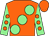 Orange, large light green spots, light green sleeves, orange spots (The Brookes Family)