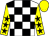 White and black check, yellow sleeves, black stars, yellow cap (Dingwall, Farrell, Hornsey & Murray)
