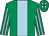 Emerald green, light blue stripe, striped sleeves and spots on cap (Don't Tell The Missus Partnership)