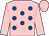 Pink, royal blue spots, pink sleeves and cap (Mrs Karen Drinkwater)