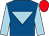 Royal blue, light blue inverted triangle and sleeves, red cap (Miss S Redpath)