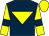 Dark blue, yellow inverted triangle, yellow sleeves, dark blue armlets, yellow cap (Mr J C G Chua)