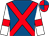 Royal blue, red cross belts, white sleeves, red armlets, red and royal blue quartered cap (Wackey Racers Harefield)
