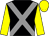 Black, grey cross belts, yellow sleeves and cap (Miss Jane Goddard)