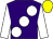 Purple, large white spots and sleeves, yellow cap (The Brambles)