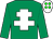 EMERALD GREEN, white cross of lorraine, white cap, green spots (D J Mooney)
