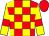 Red & yellow check, yellow sleeves, red armlet, red cap (Leon Carrick & John G Collins)