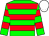 Green & red hoops, white cap (Mrs John Harrington)