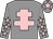 Grey, pink cross of lorraine, pink stars on sleeves, pink star on cap (Mrs Z Comer)