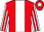 Red, white panel, white & red striped sleeves, red cap, white star (Premcats Syndicate)