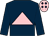 Dark blue, pink triangle, pink cap, dark blue diamonds (Mrs E Keane & Charles Maurice Greene)