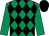 Emerald green & black diamonds, emerald green sleeves, black cap (Ryan Burns)