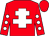 Red, white cross of lorraine, red sleeves, white spots (Rug, Grub & Pub Partnership)