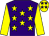 Purple, yellow stars and sleeves, yellow cap, purple stars (Whitestonecliffe Racing Partnership)