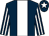 Dark blue, white stripe, striped sleeves and star on cap (Mr Jon Beard)