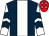 Dark blue, white stripe, white and dark blue chevrons on sleeves, red cap, white stars (Syps & Mrs Wendy Burdett)