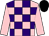 Pink and purple check, pink sleeves, black cap (David J S Sewell & Tim Leadbeater)