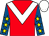 Red, white chevron, royal blue sleeves, yellow stars, white cap (Noel Fehily Racing Syndicates-teddy)