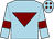 Light blue, maroon inverted triangle, maroon armlet, light blue cap, maroon diamonds (Fiasco Syndicate)