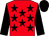 Red, black stars, black sleeves, black cap