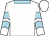 White, light blue collar, light blue chevrons on sleeves, white cap