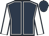 Dark blue, white seams, white sleeves, dark blue seams, dark blue cap