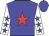 Blue, red star, blue stars on white sleeves, blue cap