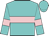 Turquoise, pink hoop, pink armlets on sleeves, turquoise cap