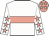 White, coral hoop, coral stars on sleeves, white stars on coral cap
