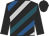 Black, royal blue, silver & teal diagonal stripes, black cap