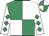 Emerald green and white quarters, emerald green diamonds on white sleeves